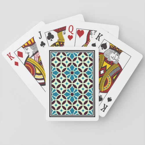 Vintage Blue Brown Barcelona Star Tile Geometric Playing Cards