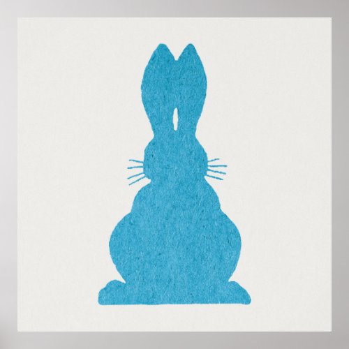 Vintage Blue Bunny Silhouette Cute Rabbit Art Poster