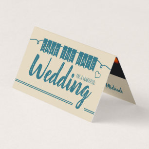 Vintage Blue Bunting, Photo Save The Date Card