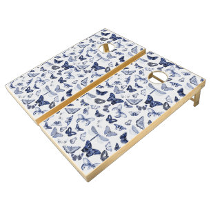 Vintage Blue Butterflies Cornhole Set