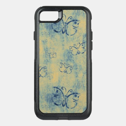 Vintage Blue Butterflies Pattern OtterBox Commuter iPhone SE87 Case