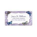 Vintage Blue Butterflies W Watercolor Background Label at Zazzle