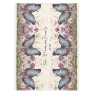 Vintage Blue Butterfly and Floral for Family Tablecloth