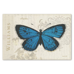 Vintage Blue Butterfly Custom Tissue Paper