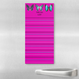 Vintage Blue Butterfly Pattern Personalized To Do Magnetic Notepad