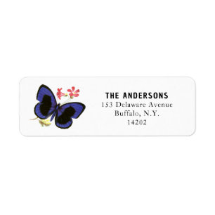 Vintage Blue Butterfly Victorian Fine Art Address Label