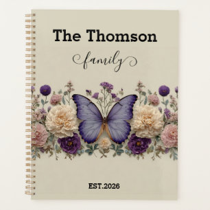 Vintage Blue Butterfly with Floral for Family Planner