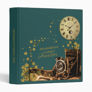 Vintage Blue Camera Genealogy Family Photo Binder