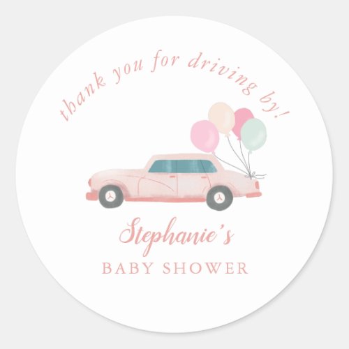 Vintage Blue Car Drive By Baby Shower Classic Round Sticker