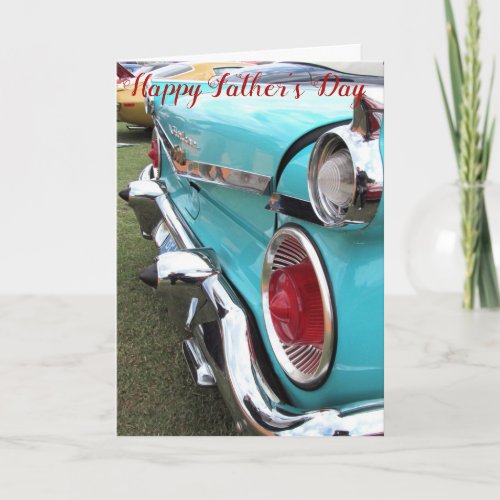 Vintage Blue Car _ Happy Fathers Day Card