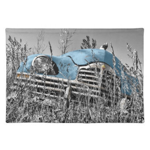 vintage blue car placemat