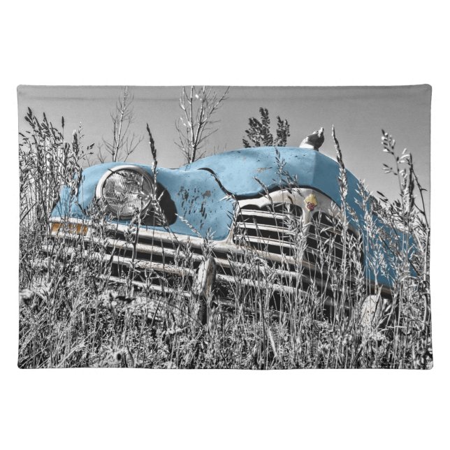 vintage blue car placemat (Front)
