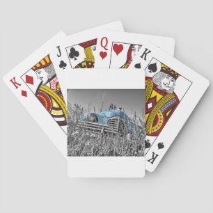 vintage blue car poker cards
