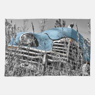 vintage blue car towel