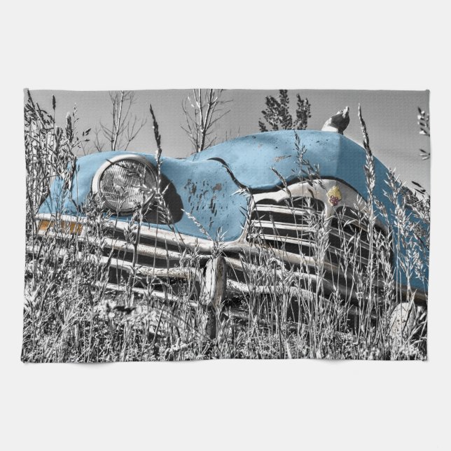 vintage blue car towel (Horizontal)