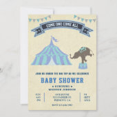 Vintage Blue Carnival Circus Baby Shower Invitation (Front)