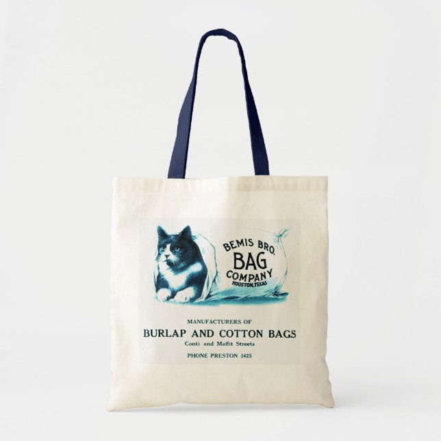 Vintage Blue Cat in Bag (Front)