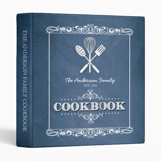 vintage blue chalkboard family cookbook binder zazzle com