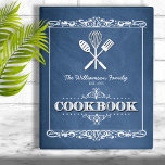 Vintage Blue Chalkboard Family Cookbook Mini Binder<br><div class="desc">A fun,  vintage blue chalkboard look for this personalized family cookbook mini-binder.</div>