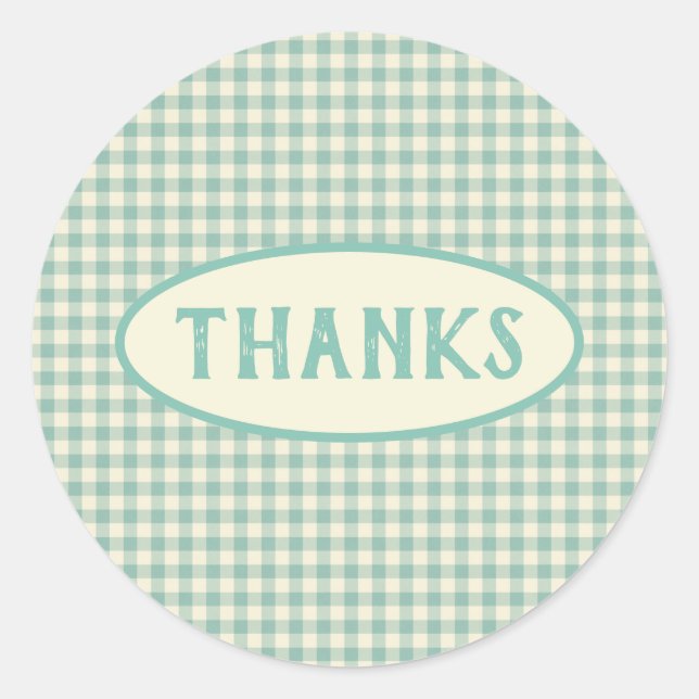 Vintage Blue Checkerboard Pattern Custom  Classic Round Sticker (Front)