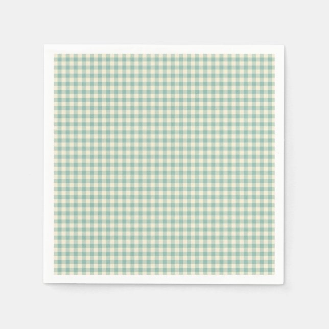 Vintage Blue Checkerboard Pattern Paper  Napkins (Front)