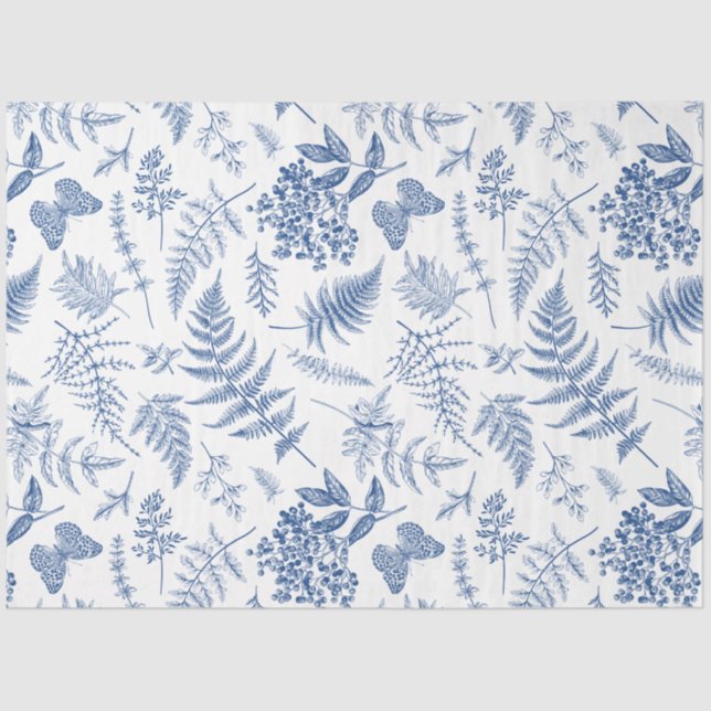 Vintage Blue chinoiserie Decoupage Tissue Paper (Front)