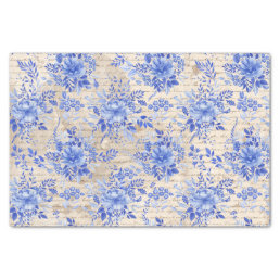 Vintage Blue Chinoiserie Flower Bouquet Decoupage Tissue Paper