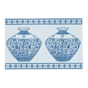 Vintage Blue Chinoiserie Ginger Jars Vases Placemat