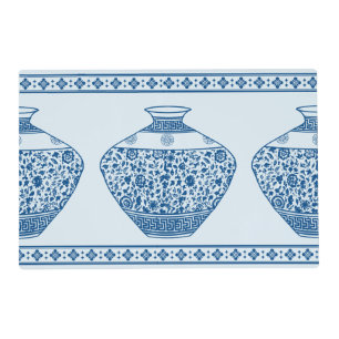 Vintage Blue Chinoiserie Ginger Jars Vases Placemat
