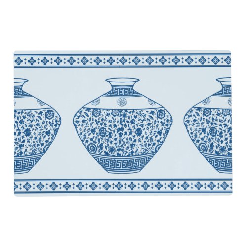 Vintage Blue Chinoiserie Ginger Jars Vases  Placemat