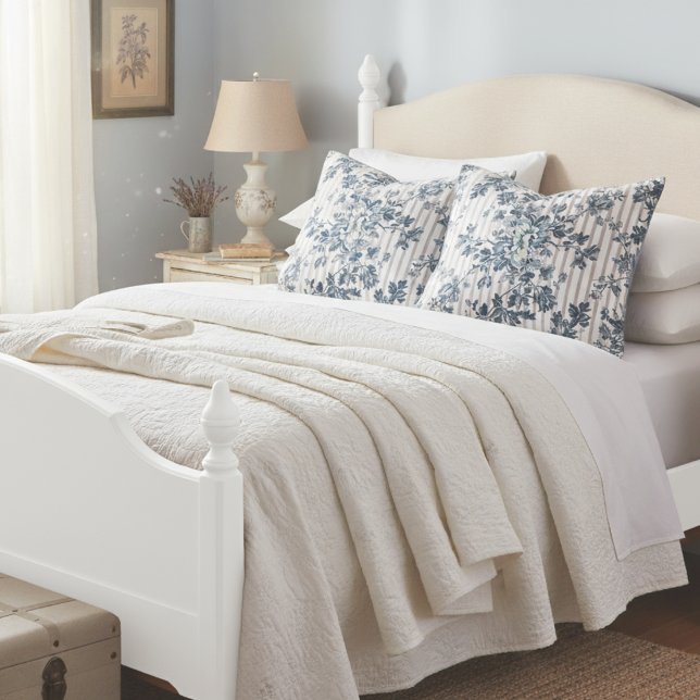 Vintage Blue Chintz And Pinstriped Pattern Pillow Case (Creator Uploaded)