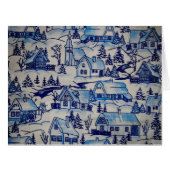 Vintage Blue Christmas Holiday Village (Front Horizontal)