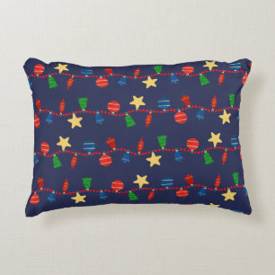 Vintage blue Christmas ornaments Accent Pillow