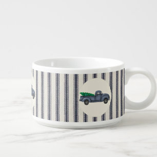 Vintage Blue Christmas Tree Truck Chili Bowl