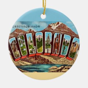 Vintage Blue Colorado Postcard Ceramic Ornament
