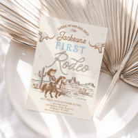 Vintage Blue Cowboy First Rodeo 1st Birthday