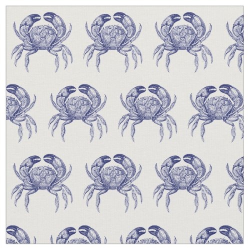 Vintage Blue Crab 1 Drawing Fabric