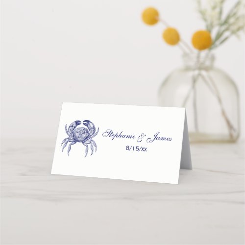 Vintage Blue Crab 1 Drawing Place Card