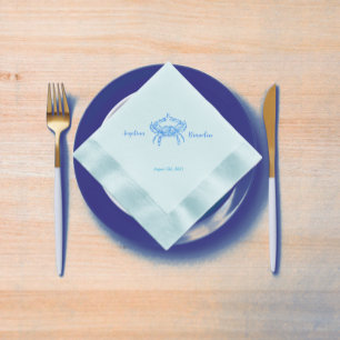 Vintage blue crab -blue wedding napkins
