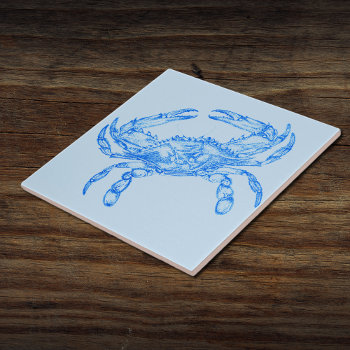 Vintage  Blue  Crab  Ceramic Tile by almawad at Zazzle