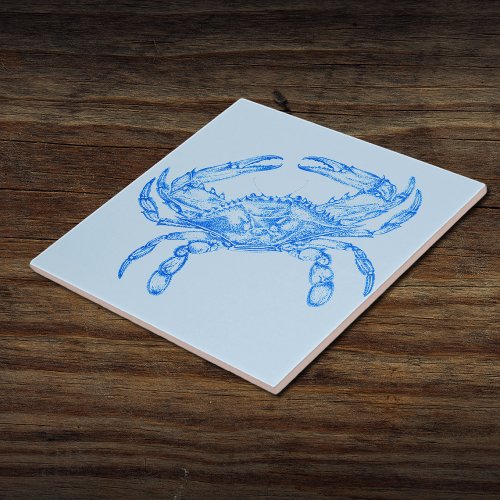 Vintage  blue  crab  ceramic tile