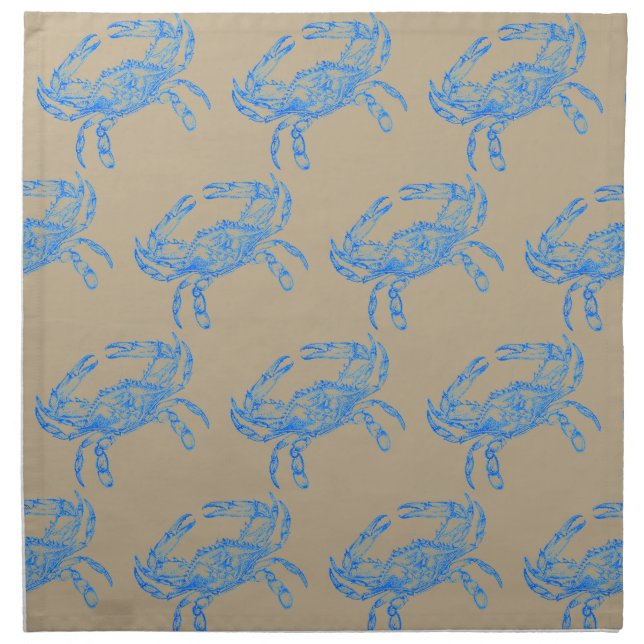Vintage  blue  crab  cloth napkin (Front)