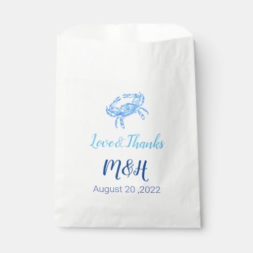 Vintage blue crab for weddings  favor bag