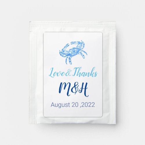 Vintage blue crab for weddings   tea bag drink mix