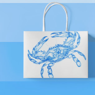 Vintage blue crab large gift bag