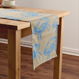 Vintage blue crab medium table runner