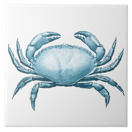 Vintage Blue Crab Nautical Wildlife and Seafood  Ceramic Tile