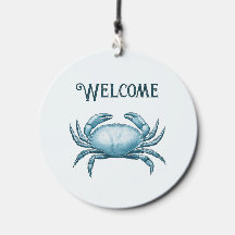 Vintage Blue Crab Nautical Wildlife Beach House