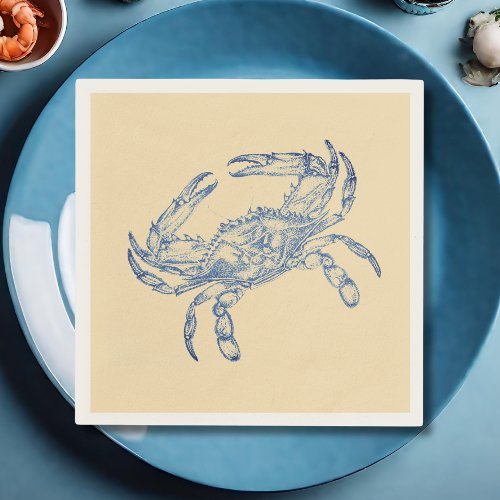 Vintage  blue  crab no2    napkins