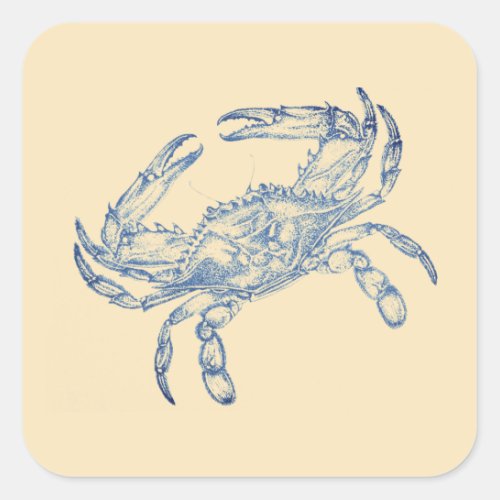 Vintage  blue  crab no2    square sticker